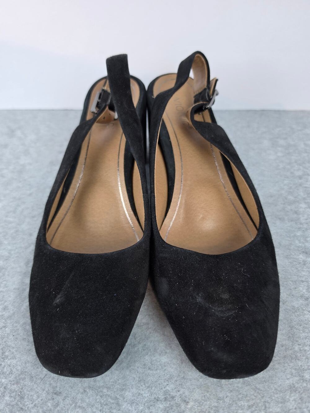 Vionic Nareen Black Suede Slingback Block Heels Comfort Pumps Size 10
